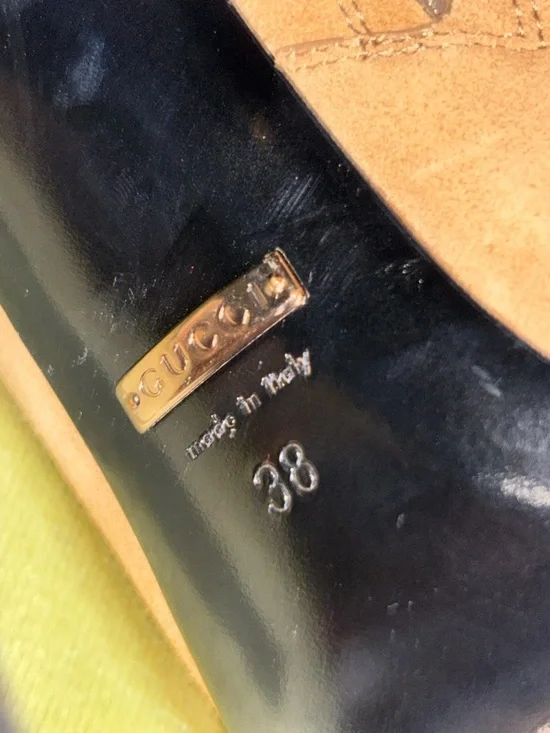 Gucci Brown/Black Suede and Fabric Olimpia Strappy Ankle Boots Size 38 - Picture 6 of 11